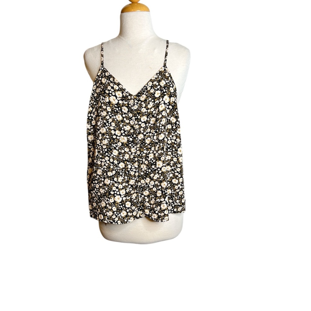 Old Navy Black & White Floral Camisole Tank Top